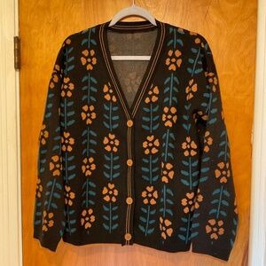 Saodimallsu Sweater Women’s Black Cardigan Sz XL V Neck Front Button